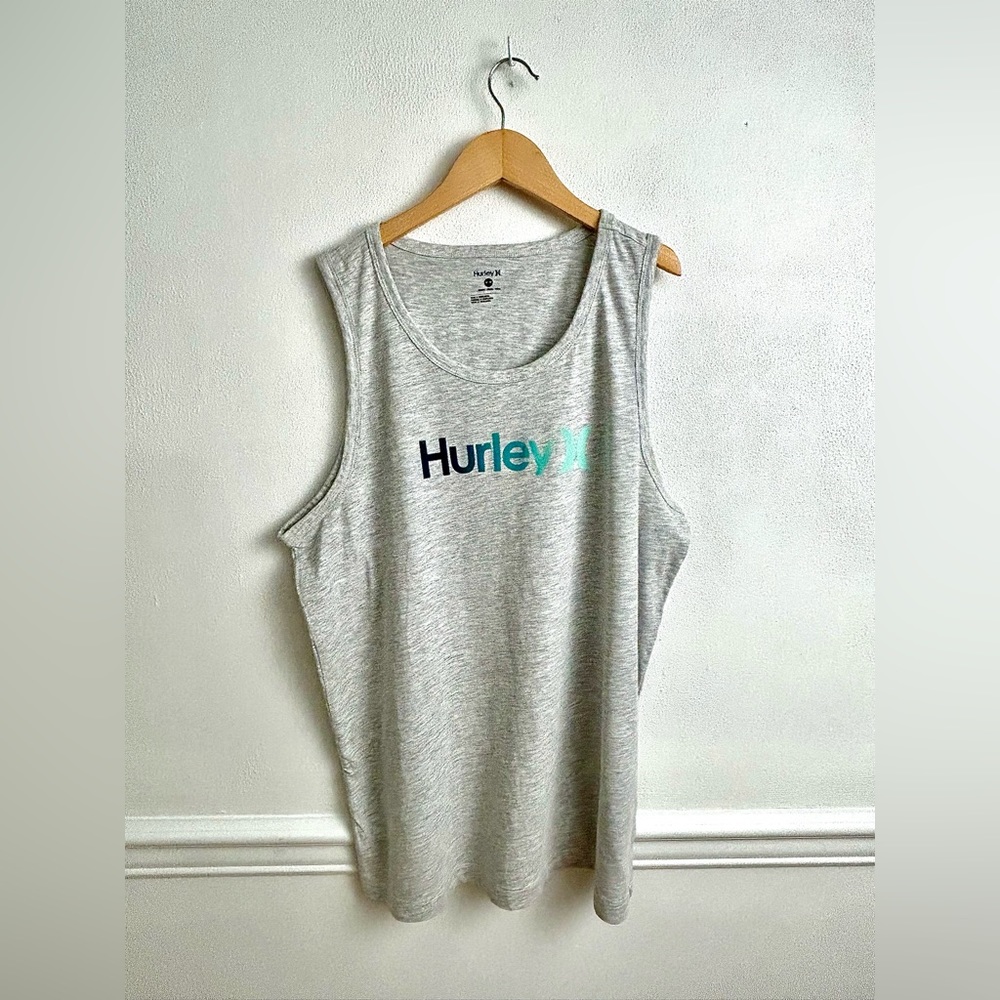 Hurley Men's The One & Only Graphic Tank Top Soft Cotton Heather Gray Size M